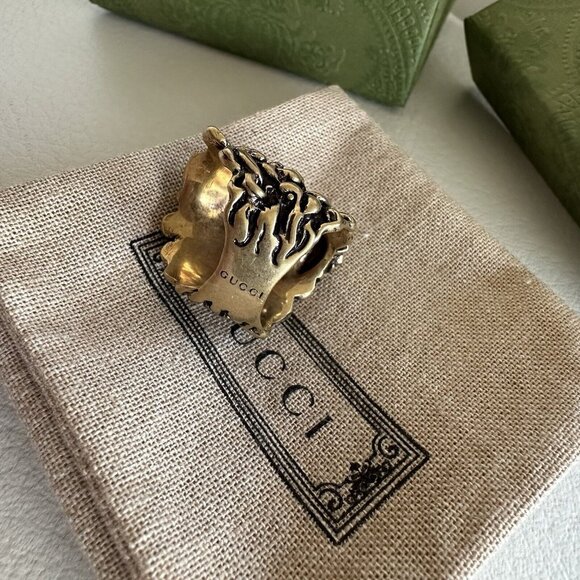 NWT GUCCI Gold Lion Ring Anger Forest 13 IT 6.5 US 100% AUTHENTIC - Picture 4 of 9